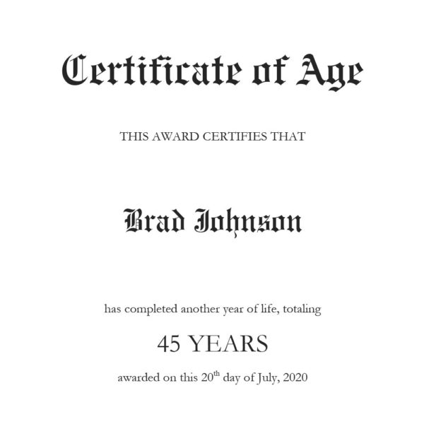 Birthday Certificate