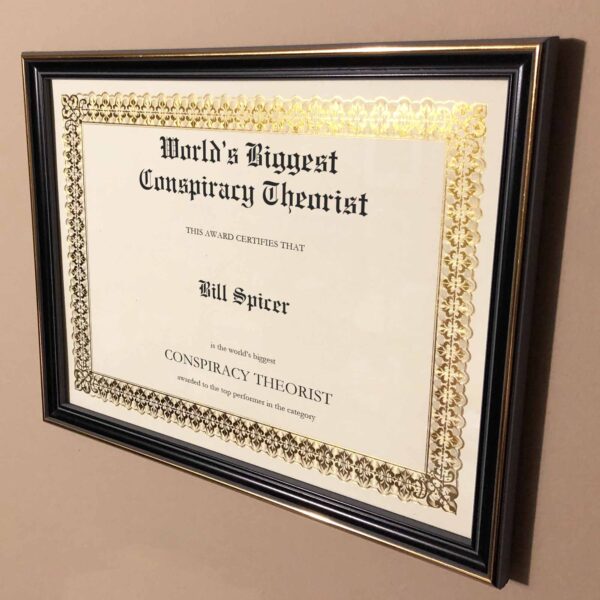 World's Biggest Conspiracy Theorist Framed Award