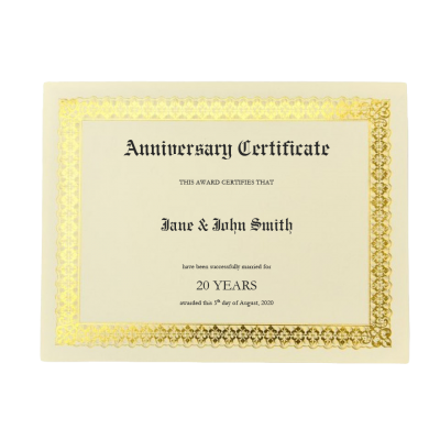 Anniversary Certificate cutout